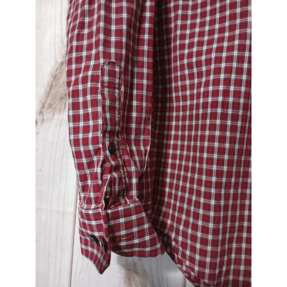 Express‎ Shirt Men's Large Red Plaid Extra Slim Fit Button Front Long Sleeve - Picture 4 of 7